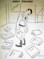 Hitler-Karikatur von Sennep, Hitler
                          kann nicht r�ckw�rts laufen, Front National
                          29.8.1944
