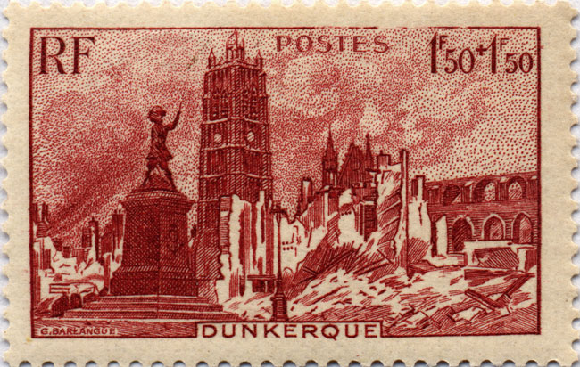 D�nkirchen in Ruinen,
                                      Briefmarke November 1945
