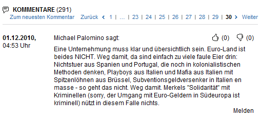 Kommentar von Michael Palomino �ber den Euro mit zu
                vielen faulen Eiern, 30.11.2010