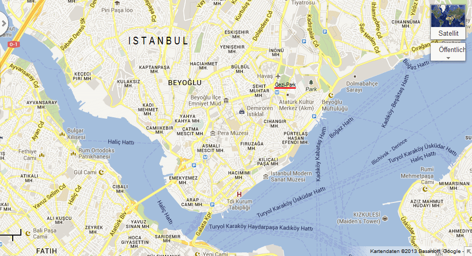 Istanbul
                  mit dem Gezi-Park, Karte