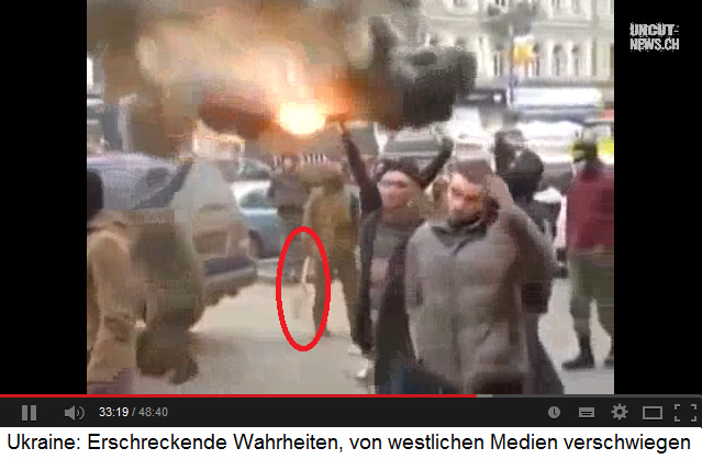 Demonstration in
                      Kiew, Demonstrant mit einer Rauchgranate