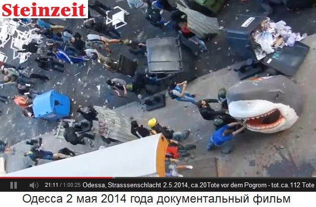 Die Ukraine-Nazis r�cken mit ihren
                        M�llcontainern und mit der Haifischtheke vor