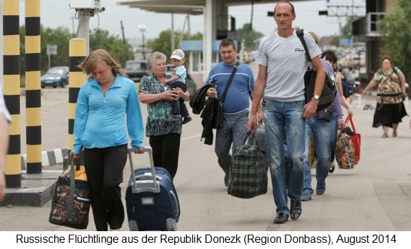 Russische Fl�chtlinge
                      aus der Republik Donezk, August 2014