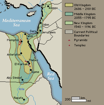 Map with the different Egypt Empires