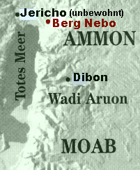 Map with
                        Mount Nebo, Dibon and Jericho, which is
                        uninhabited during the alleged Moses times