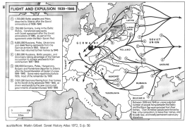 Carte de Martin Gilbert sur les déportations et des
                mouvements d'exodes en Europa de l'est 1939-1945