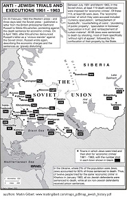 Martin Gilbert:
                            Carte de l'Union Soviétique sur les
                            procès-spectacles contre des juifs
                            1961-1963