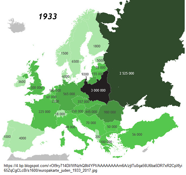 Juden in Europa 1933,
                  Karte 01
