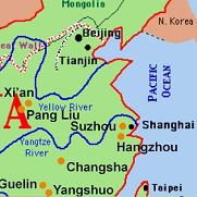 Karte mit der Position von Hangzhou, heute
                  China