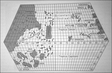 Toscanelli: Weltkarte 1474 mit direkter
                    Meeresverbindung nach Japan / Cipango / Copangu