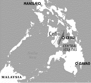 Karte der
                    Insel Cebu auf den Philippinen Philippines
                    Philipinas