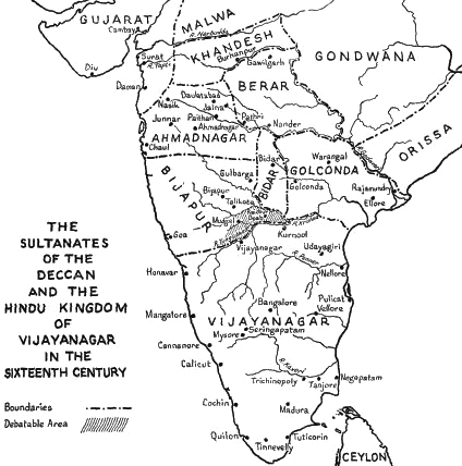 Karte der Sultanate von Indien im
                            16. Jh.