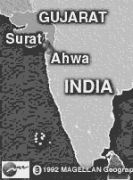 Karte:
                    Position der Stadt Surat in Indien
