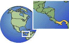 Karte mit der Position von Panama
                          zwischen Karibik und Pazifik