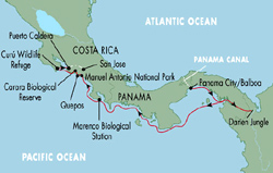 Karte mit Panama und Darien-Jungel