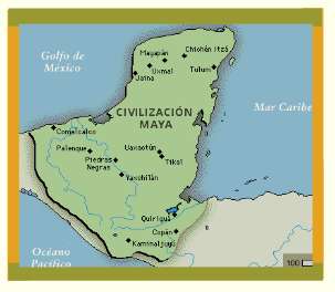 Karte mit der Kultur der
                          Mayas auf der Halbinsel Yucatán