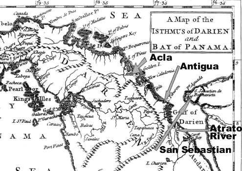 Panama : San Sebastian , Golf von Darien
                          , Atrato Fluss / rio / river , Acla ; Isthmus
                          von Darien