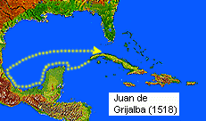 Karte:
                          Expedition von Juan de Grijalba nach Yucatan
                          1518