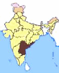Karte mit der Position des heutigen indischen
                    Teilstaates Andhra Pradesh, Indien