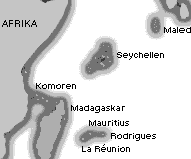Positionen von Madagaskar, La
                            Réunion, Mauritius