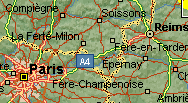 Soissons, Paris, Reins, Karte / carte / map / mapa