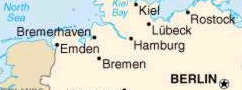 Die Position / posicion von Emden und
                          Bremen