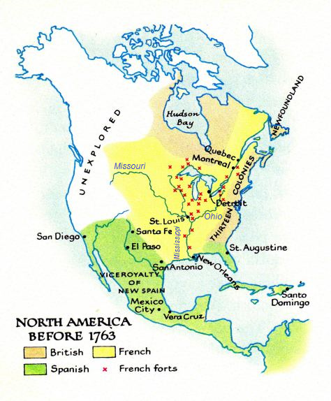 Karte von
                                  Nord-"Amerika" vor 1763 mit
                                  Neu-England, Neu-Frankreich und
                                  Neu-Spanien, und alle Ureinwohner und
                                  Primärnationen gibt es nicht...