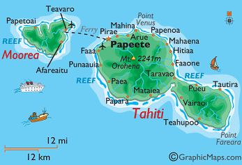 Karte von Tahiti im Pazifik