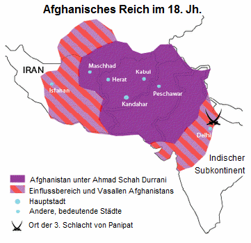 Karte des Afghanischen Reichs
                                  im 18. Jh.