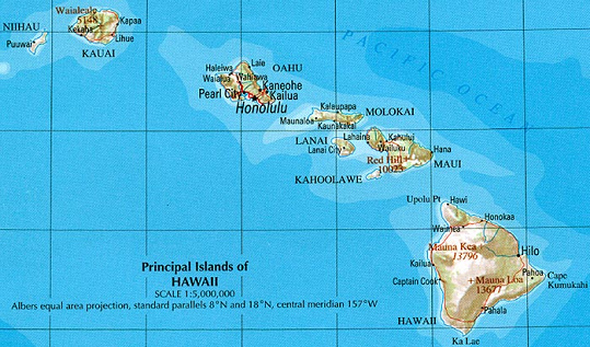 Hawaii-Inseln,
                              Karte