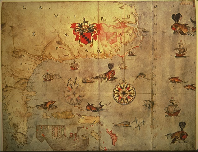 Karte von John White
                  1585: Karibik