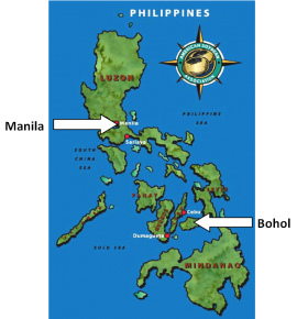 Karte der
              "Philippinen" mit der Insel Bohol
