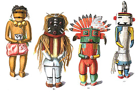 Katschina-Puppen der Pueblo-Ureinwohner