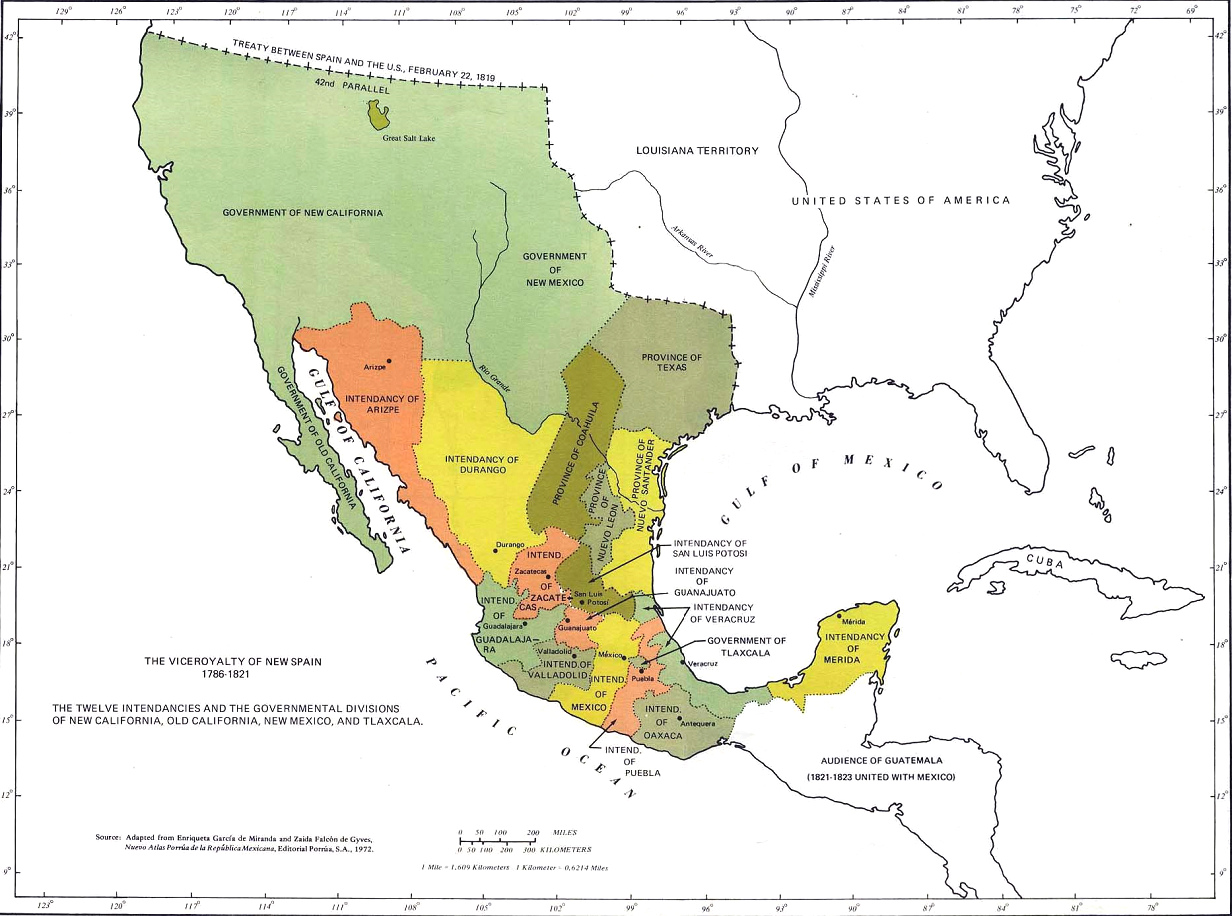 Karte des Vizekönigreichs Neu-Spanien (Mexiko) um
              1700