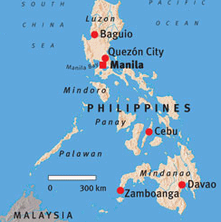 Karte der
              "Philippinen" mit Cebu und Manila