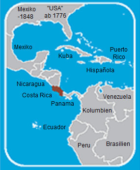 Karte mit der Position von Costa Rica