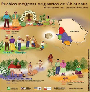 Karte der Provinz Chihuahua
                  mit den Gebieten der Ureinwohner / Primärnationen