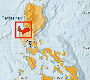 Karte der nördlichen
              "Philippinen" mit Manila und der Provinz
              Pangasinan