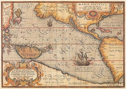 Abraham Ortelius:
                  Karte des Pazifik 1589