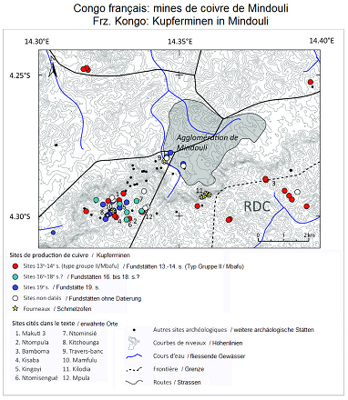 Carte de la r�gion de
                        Mindouli avec gisements de cuivre