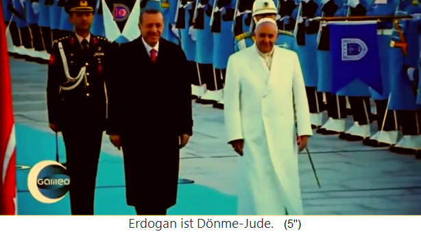 Krypto-Jude Erdogan mit dem Jesus-Fantasten
Papst bei einer Parade Krypto-Jude Erdogan mit
dem Jesus-Fantasten Papst bei einer Parade