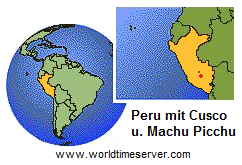 Karte von Peru mit Cusco und Machu Picchu