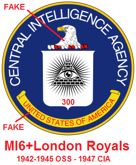 Das
                        korrigierte Logo des kriminellen CIA, ein
                        britisches B�ro des MI6 und der Royals aus
                        London