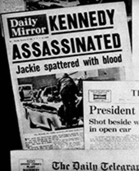 Schlagzeilen nach dem Mord an Pr�sident
                        Kennedy, 23.11.1963