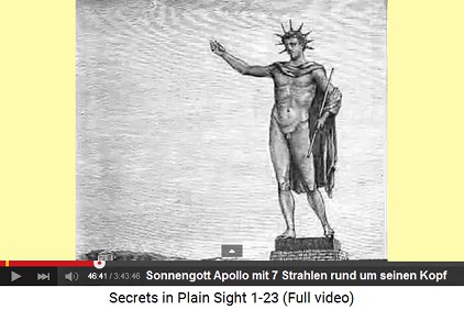 Eine Apollo-Statue mit 7 Strahlen um den Kopf -
                    auf Rhodos im Alten Griechenland
