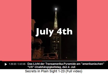 Das weisse Licht der Transamerika-Pyramide vom
                    4. Juli am Unabhängigkeitstag der "USA"