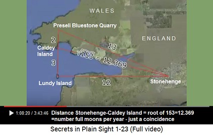 map with Stonehenge and Caldey
                                Island, the number of 12.369 is the
                                number of full moons per year