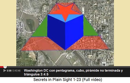 Washington DC con diseño vial con
                        pentagrama, cubo, triángulos y pirámide
                        incompleta