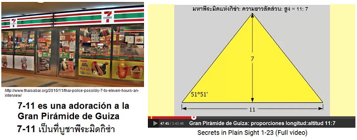 Una tienda de 7-11 en Pattaya in Tailandia - en
                    todo Asia existe esa cadena de tiendas - adorando la
                    Gran Pirámide con la proporción 7:11