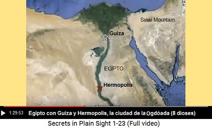Mapa de Egipto con Guiza y Hermopolis donde
                    fueron los 8 dioses de la Ogdóada